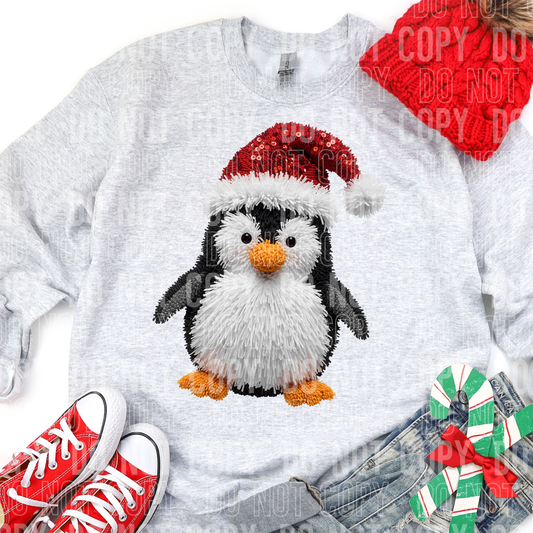 DTF TRANSFER Faux Yarn Christmas Penguin