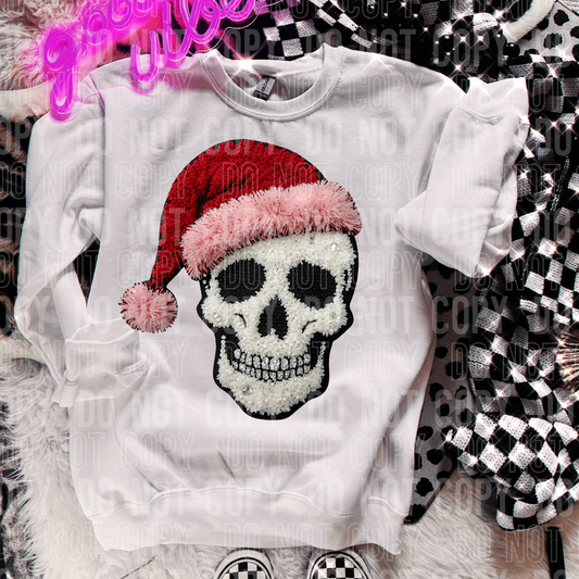 DTF TRANSFER Faux Yarn Christmas Skull