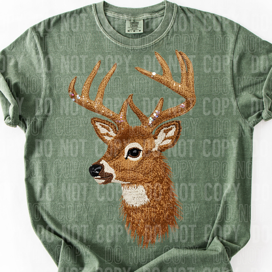DTF TRANSFER Faux Yarn Sequin Deer