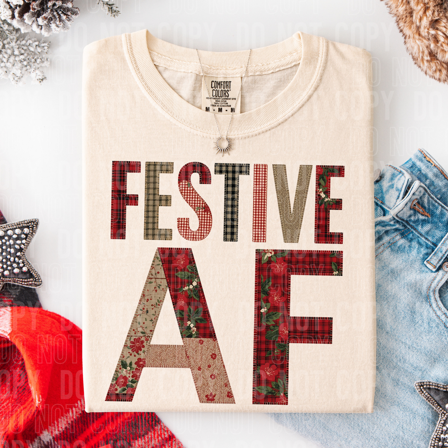 DTF TRANSFER Festive AF Faux Applique