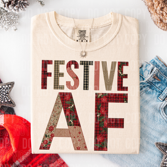 DTF TRANSFER Festive AF Faux Applique