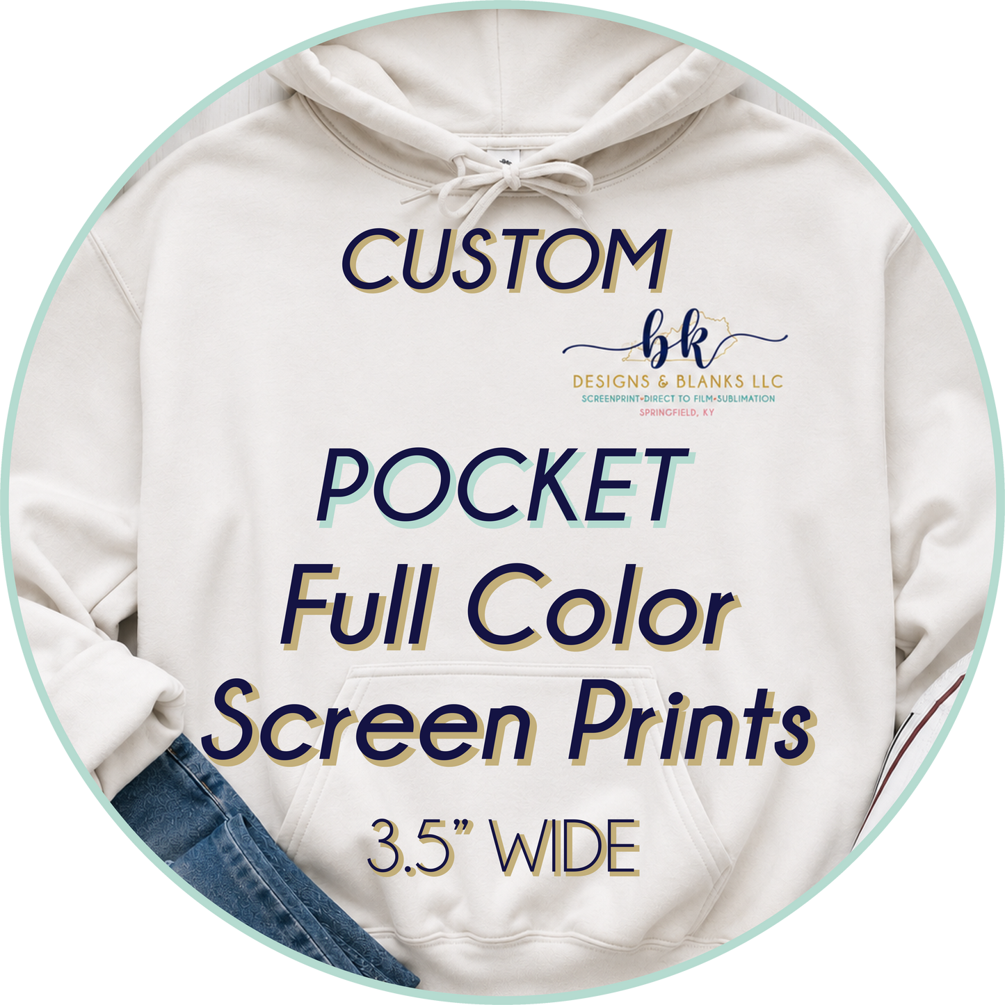 Full Color Custom Pocket 3.5" Wide Screen Print *7-9 business days from artwork approval*