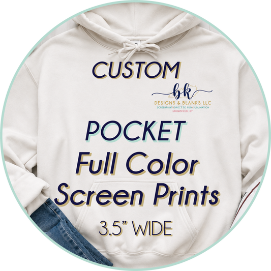 Full Color Custom Pocket 3.5" Wide Screen Print *7-9 business days from artwork approval*