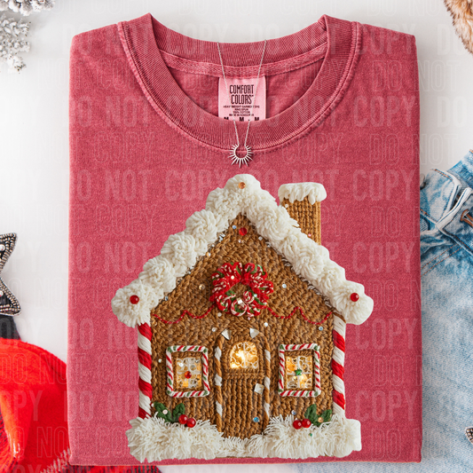 DTF TRANSFER Faux Yarn Gingerbread House