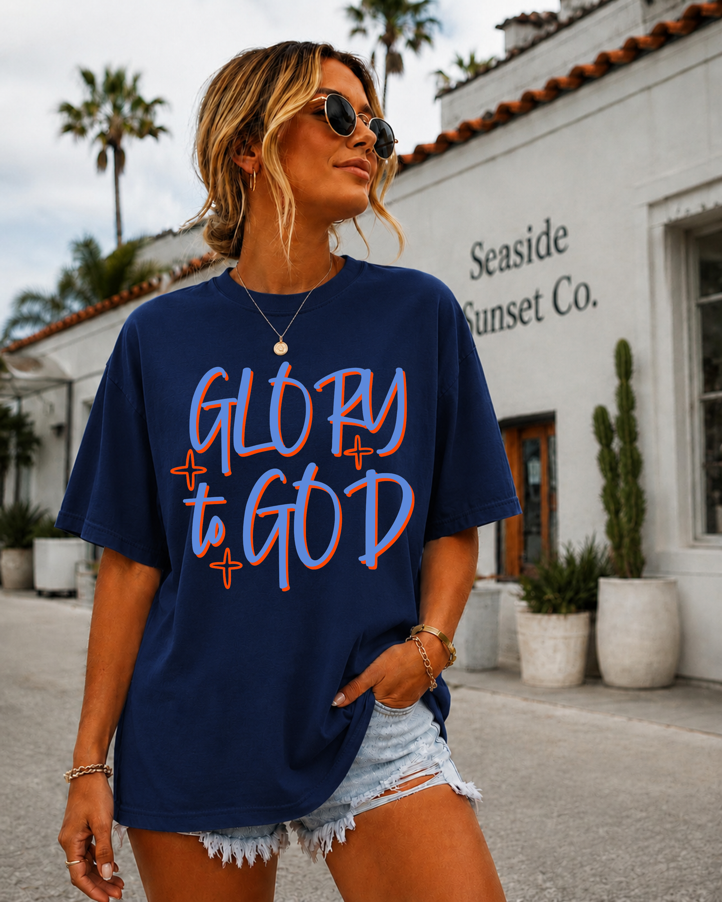 DTF TRANSFER Glory To God (Red/Blue)