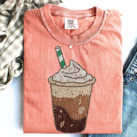 DTF TRANSFER Faux Yarn Iced Coffee