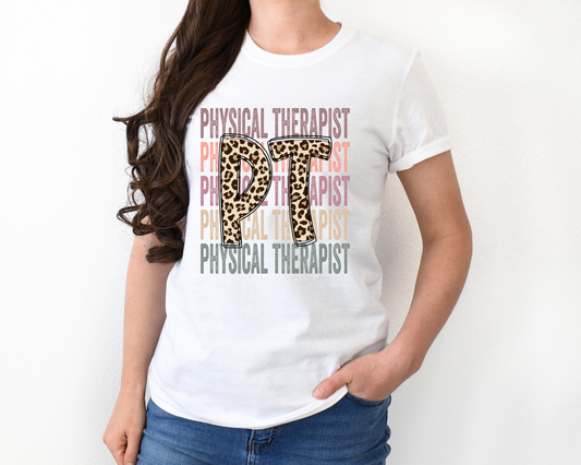 DTF TRANSFER physical Therapist Leopard Stacked