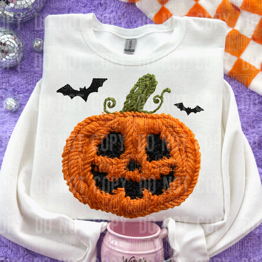DTF TRANSFER Faux Yarn Jack O Lantern