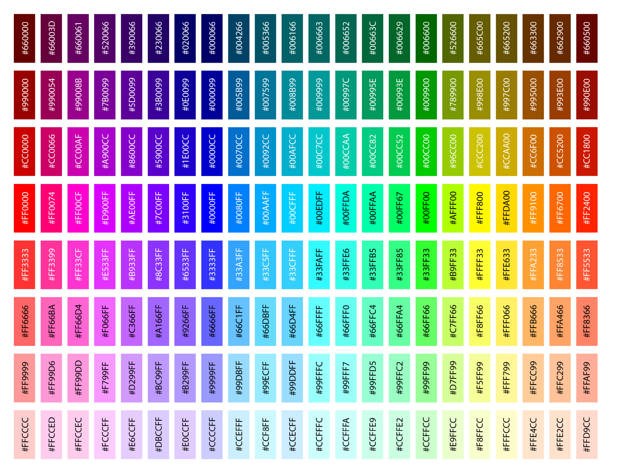 COLOR CHARTS-DTF TRANSFERS – BK Designs & Blanks