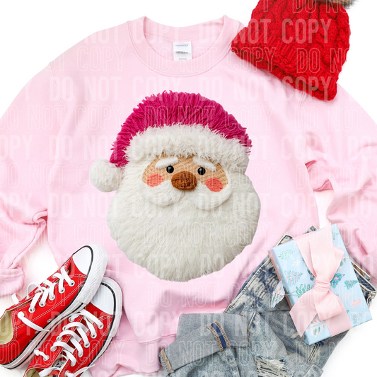 DTF TRANSFER Faux Yarn Pink Santa