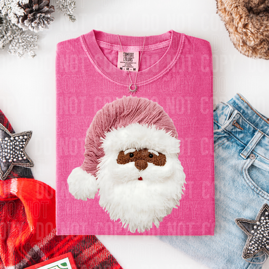 DTF TRANSFER Faux Yarn Pink Santa