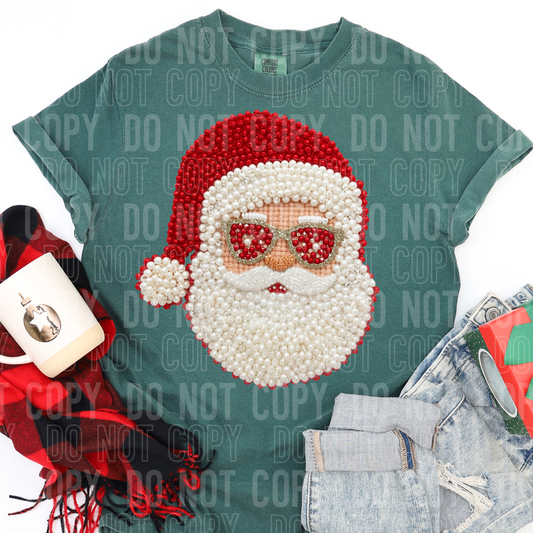 DTF TRANSFER Faux Pearls Santa