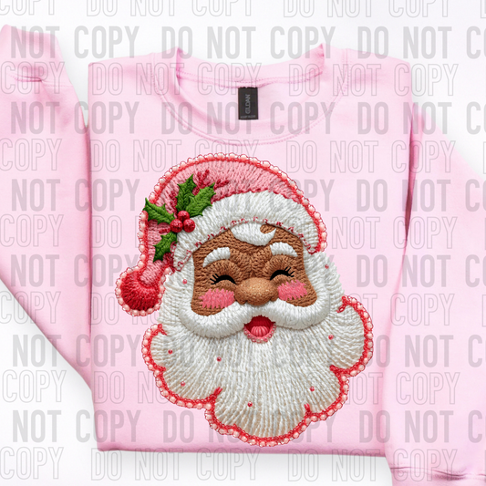 DTF TRANSFER Faux Yarn Pink Santa