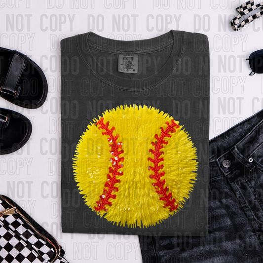 DTF TRANSFER Faux Yarn Softball