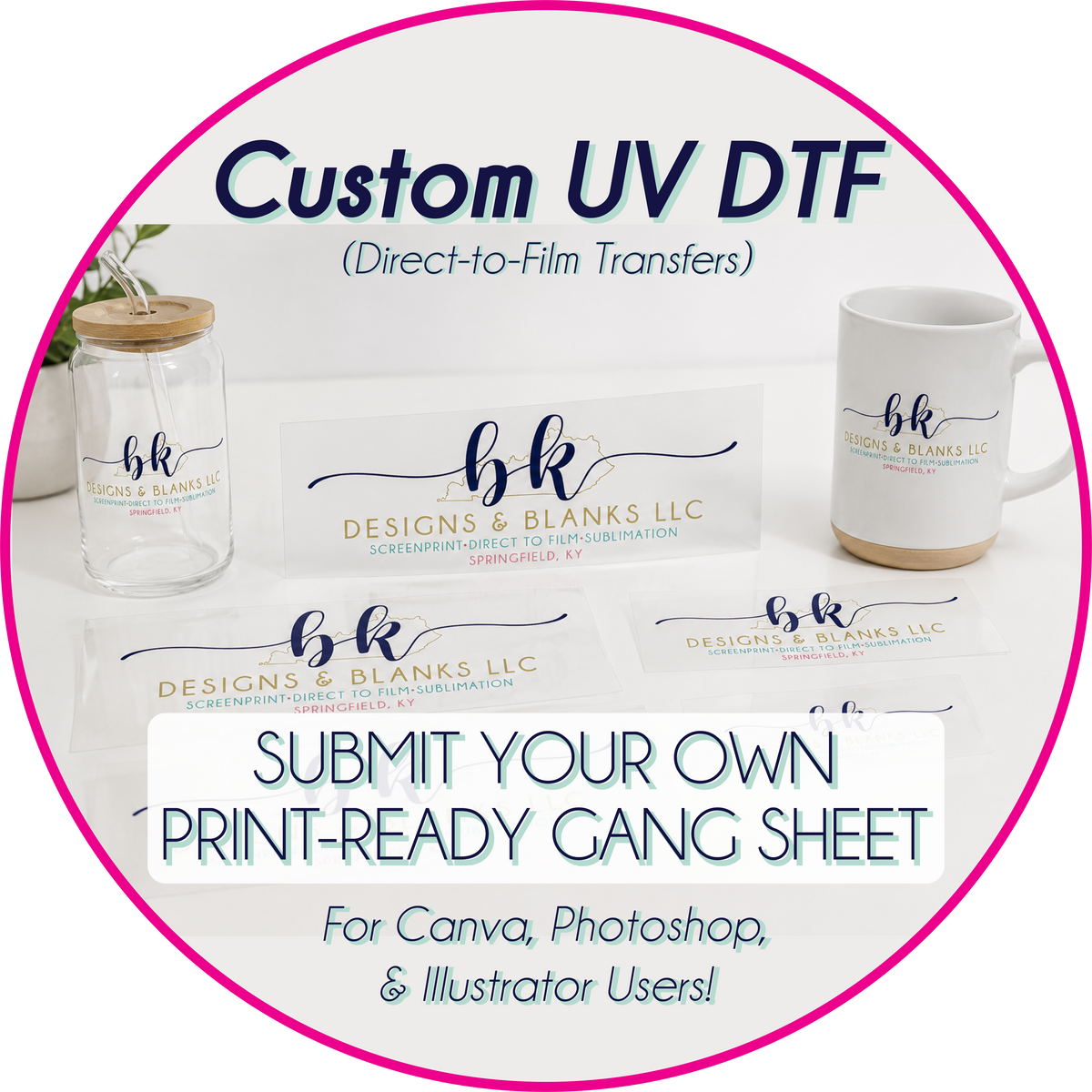UV DTF TRANFERS - SUBMIT YOUR OWN GANG SHEET [22" WIDE]** 1-2 business day TAT**