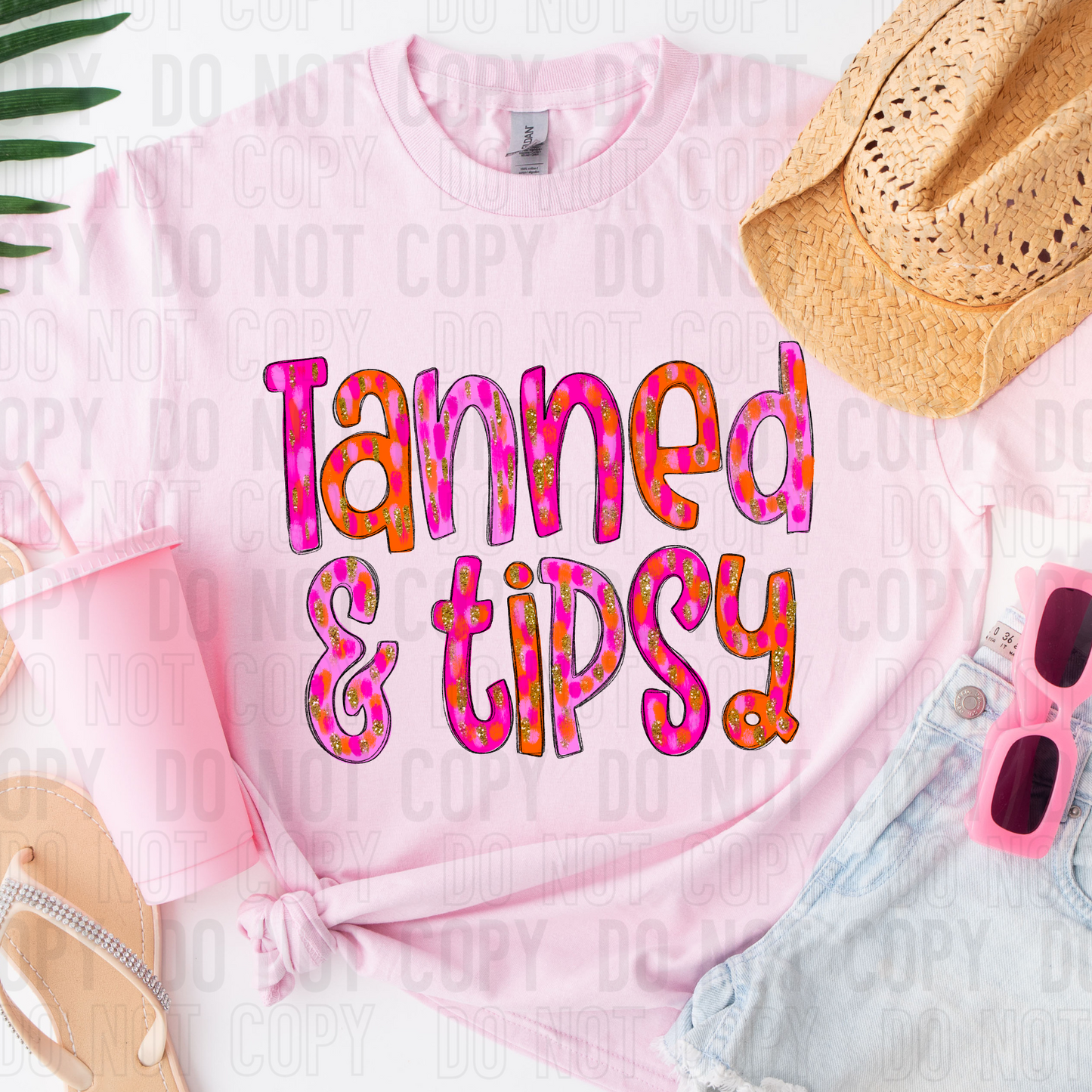 DTF TRANSFER Tanned & Tipsy