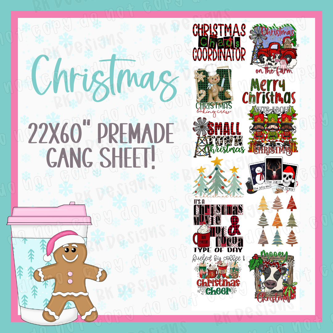 PREMADE GANG SHEET-CHRISTMAS 22x60
