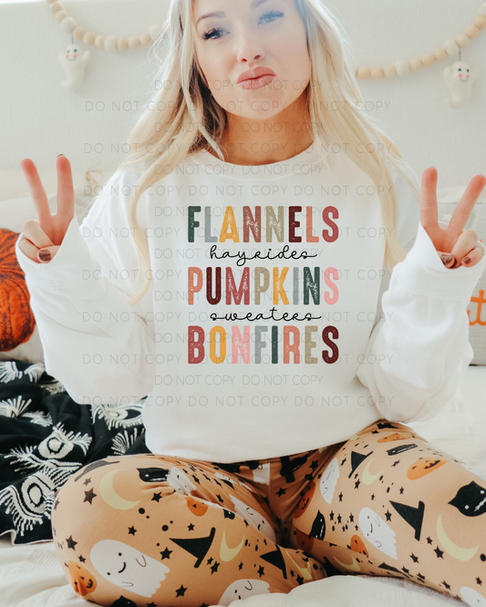 DTF TRANSFER Flannels Pumpkins Bonfires