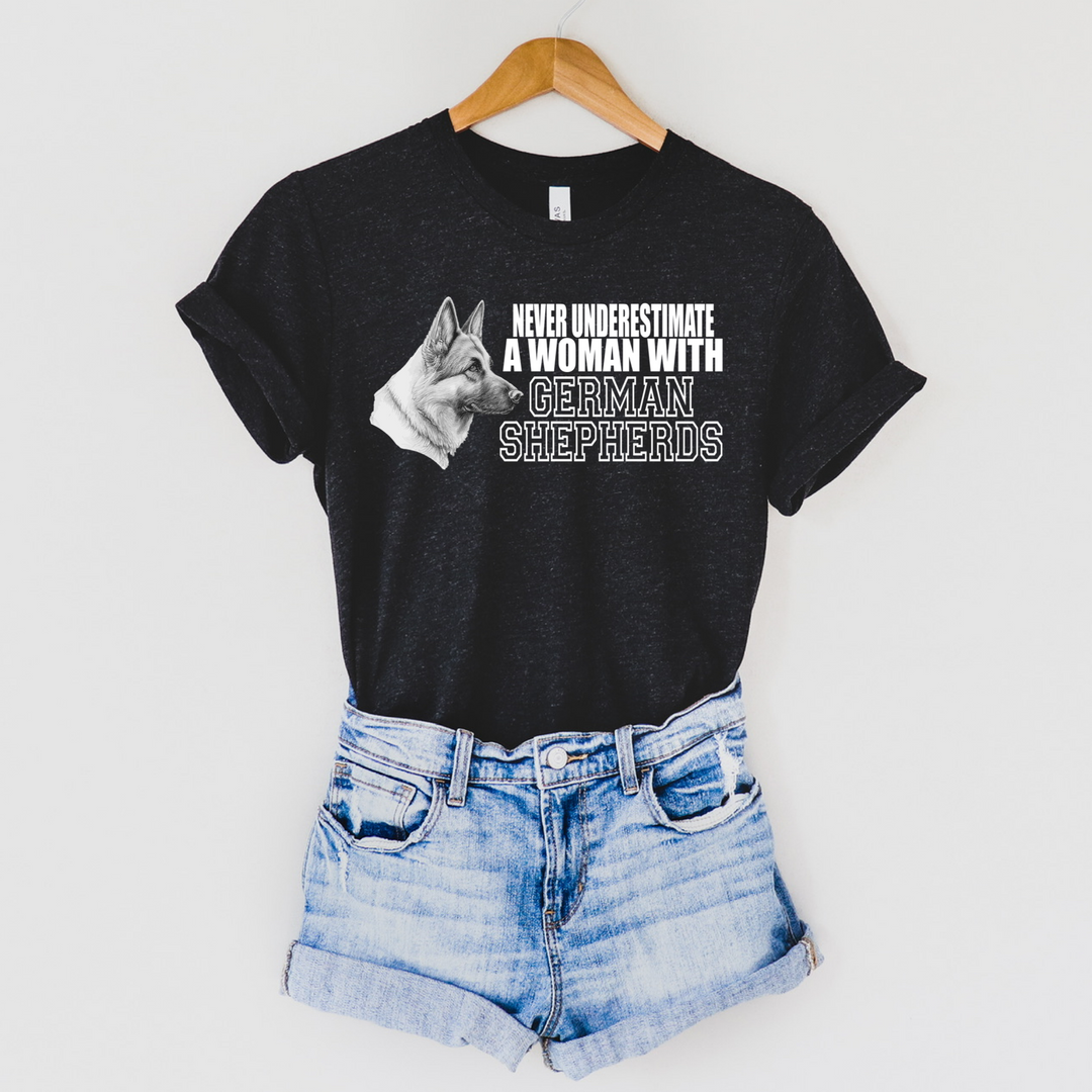 DTF TRANSFER Never underestimate a woman with german shepherds