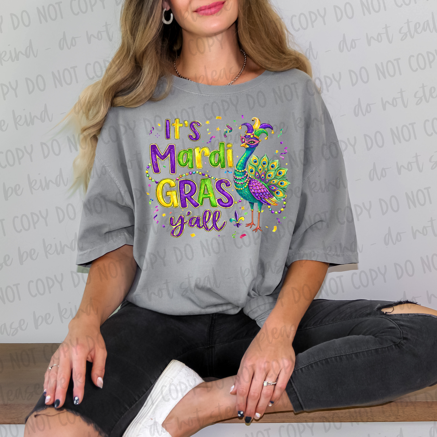 DTF TRANSFER Mardi Gras Peacock