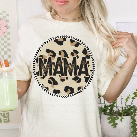 Circle Leopard Print Mama Natural Tee