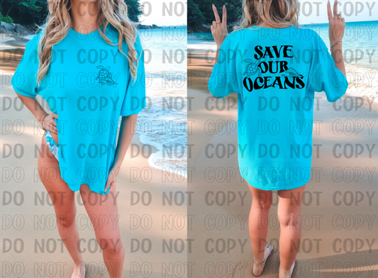 DTF TRANSFER Cerra's Shop Save our oceans (pocket AND full back)