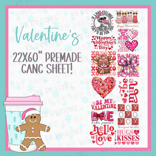 PREMADE GANG SHEET-VALENTINE'S 22x60