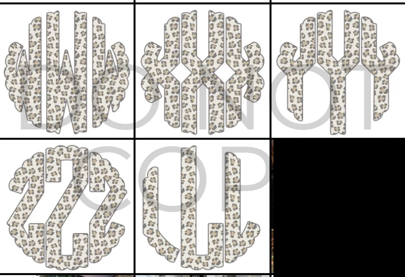 DTF Leopard Monogram TRANSFER * ships 3-6 business days