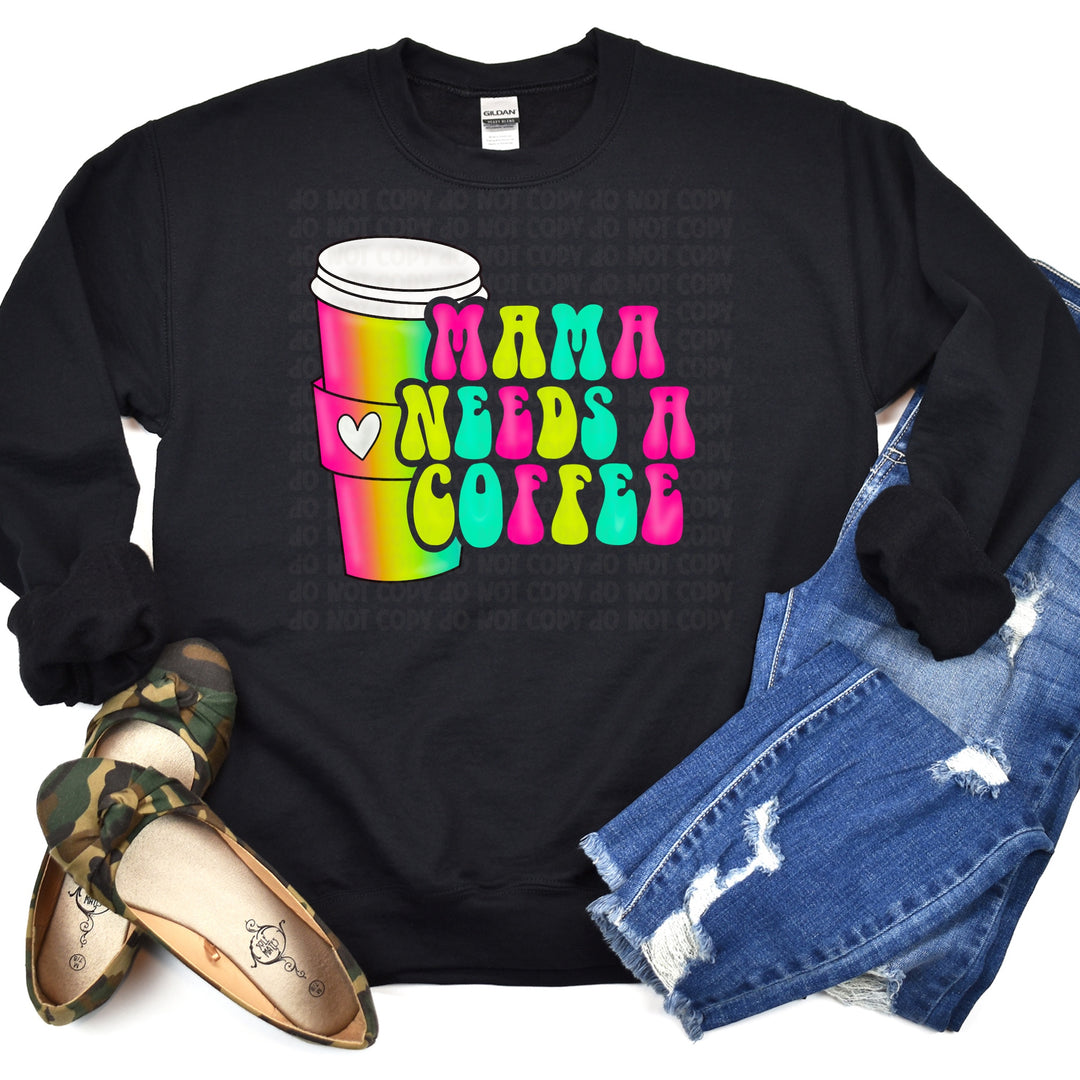 DTF TRANSFER Mama Needs A Coffee Rainbow Retro