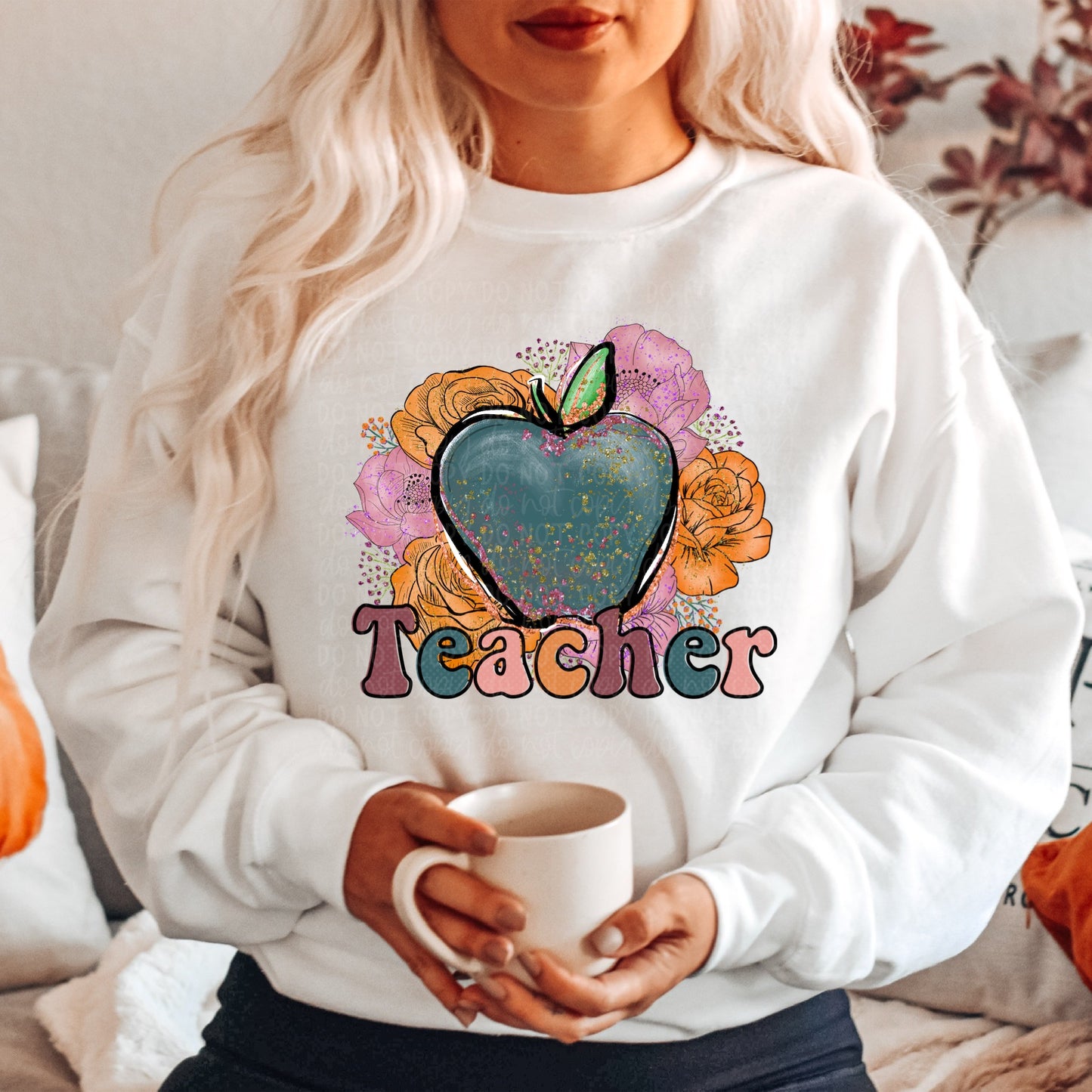 DTF TRANSFER Teacher Retro Floral