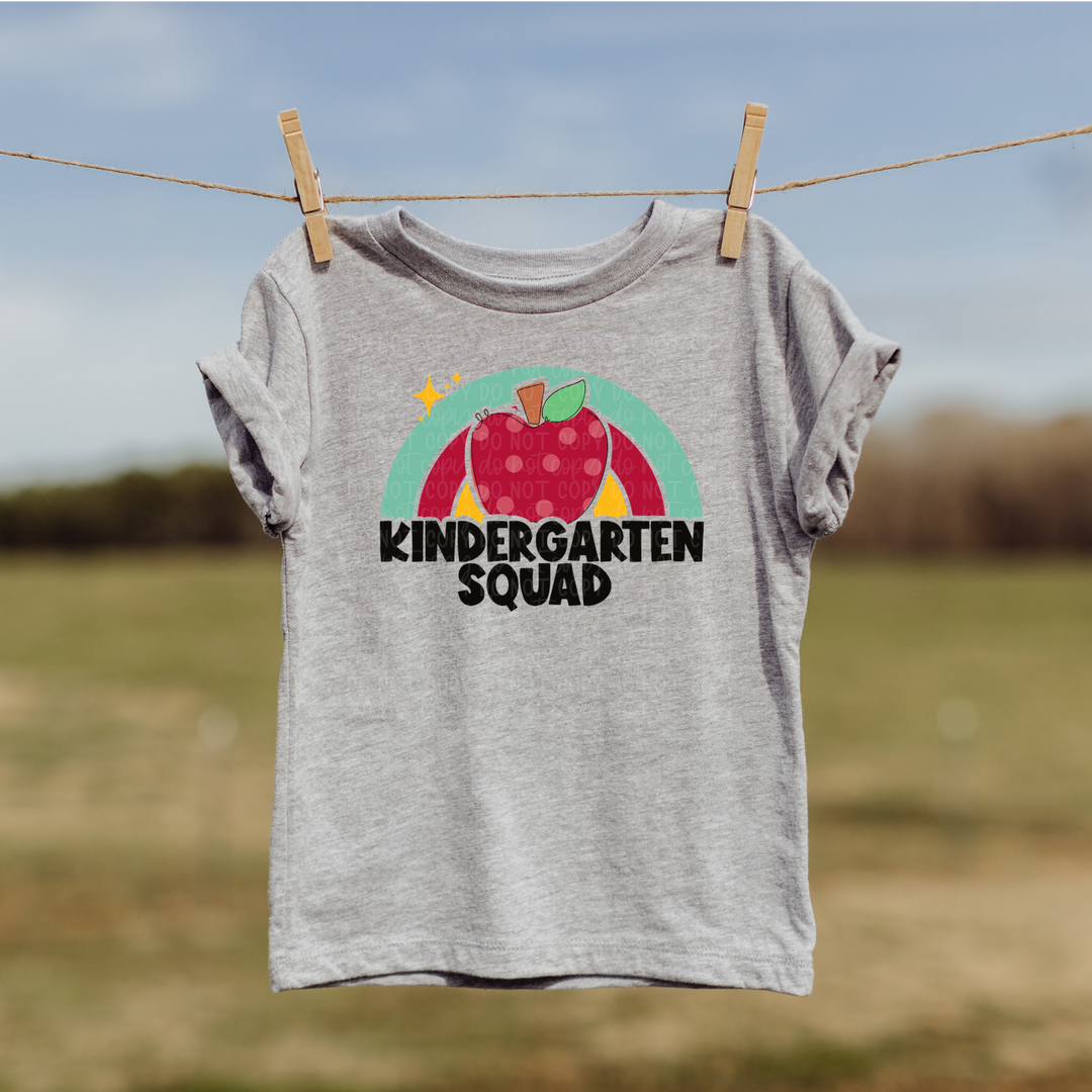 DTF TRANSFER Kindergarten Squad Apple Rainbow