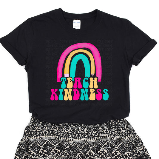 DTF TRANSFER Teach Kindness Retro Rainbow