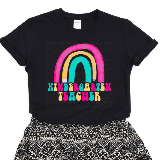 DTF TRANSFER Kindergarten Teacher Retro Rainbow