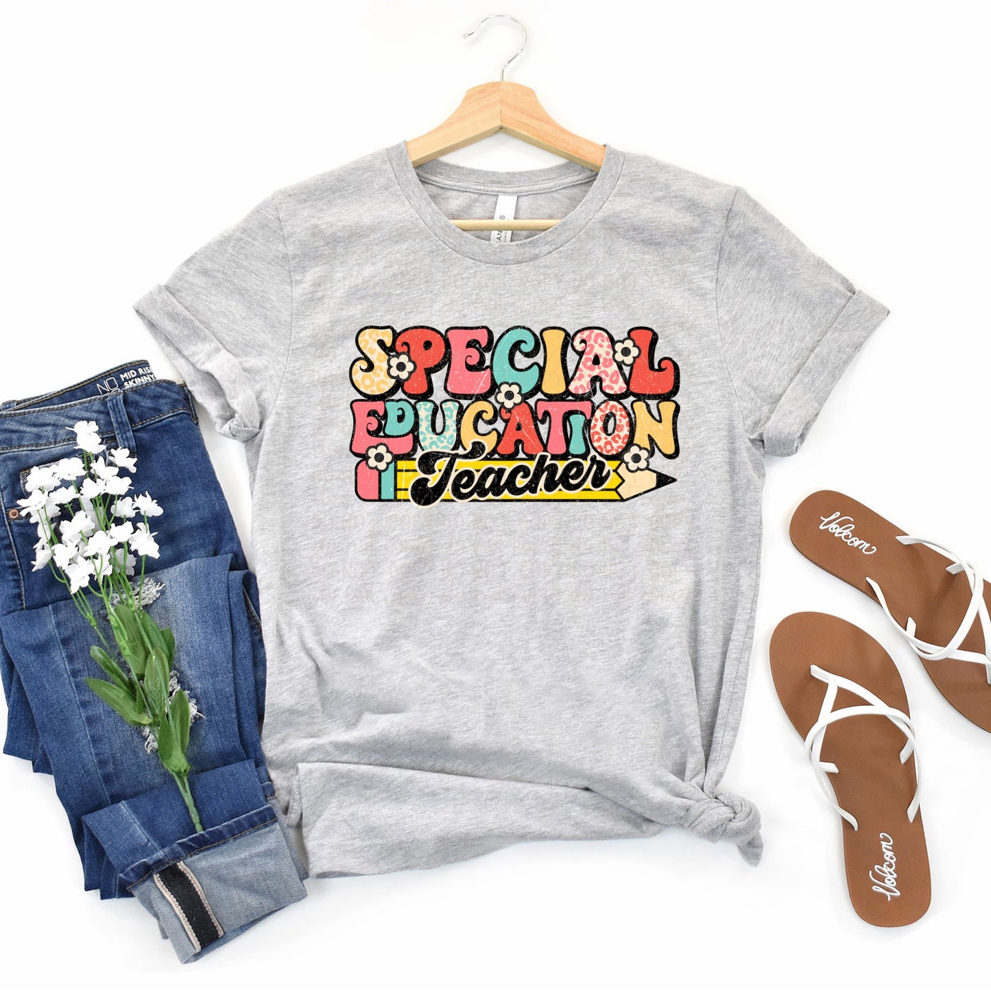 Special Education Teacher Retro Sport Grey Tee