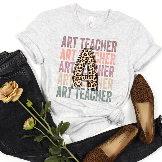 DTF TRANSFER Art Teacher Stacked Leopard