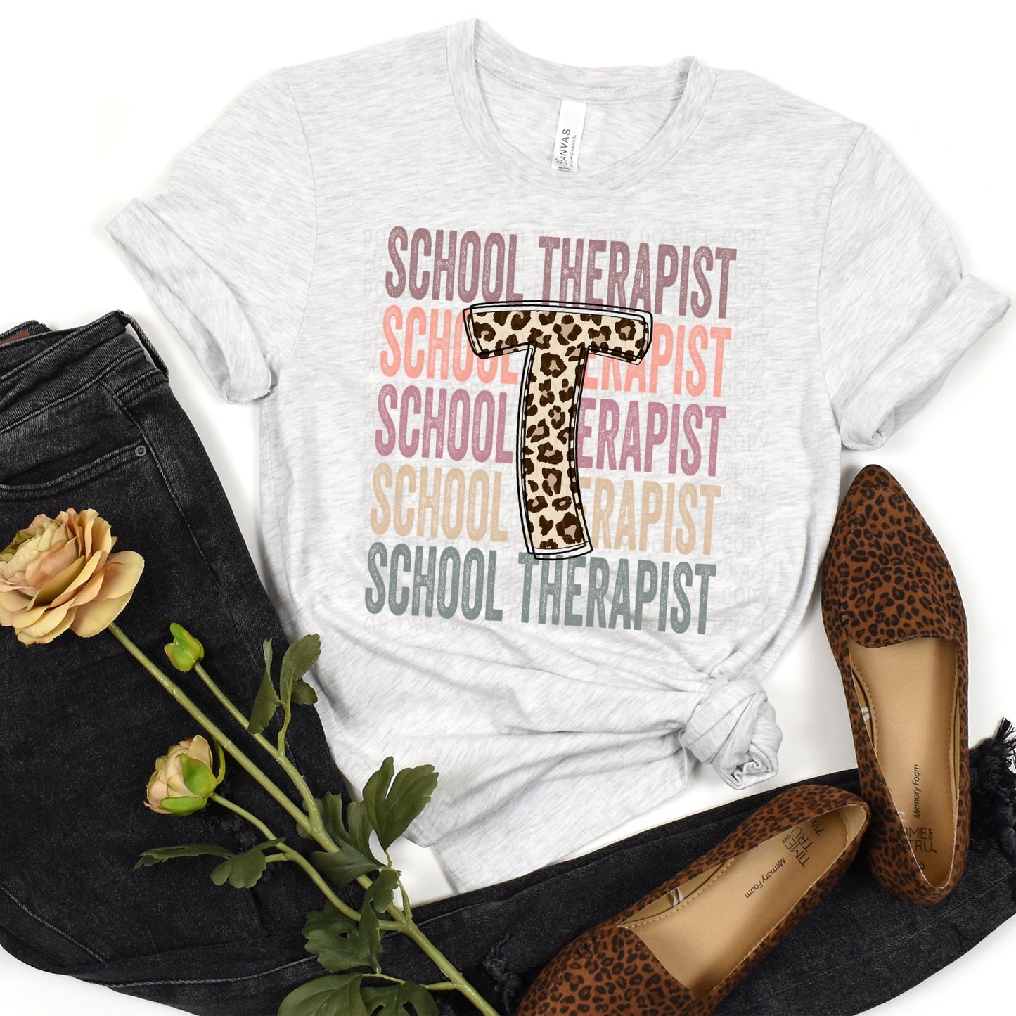 DTF TRANSFER School Therapist Stacked Leopard