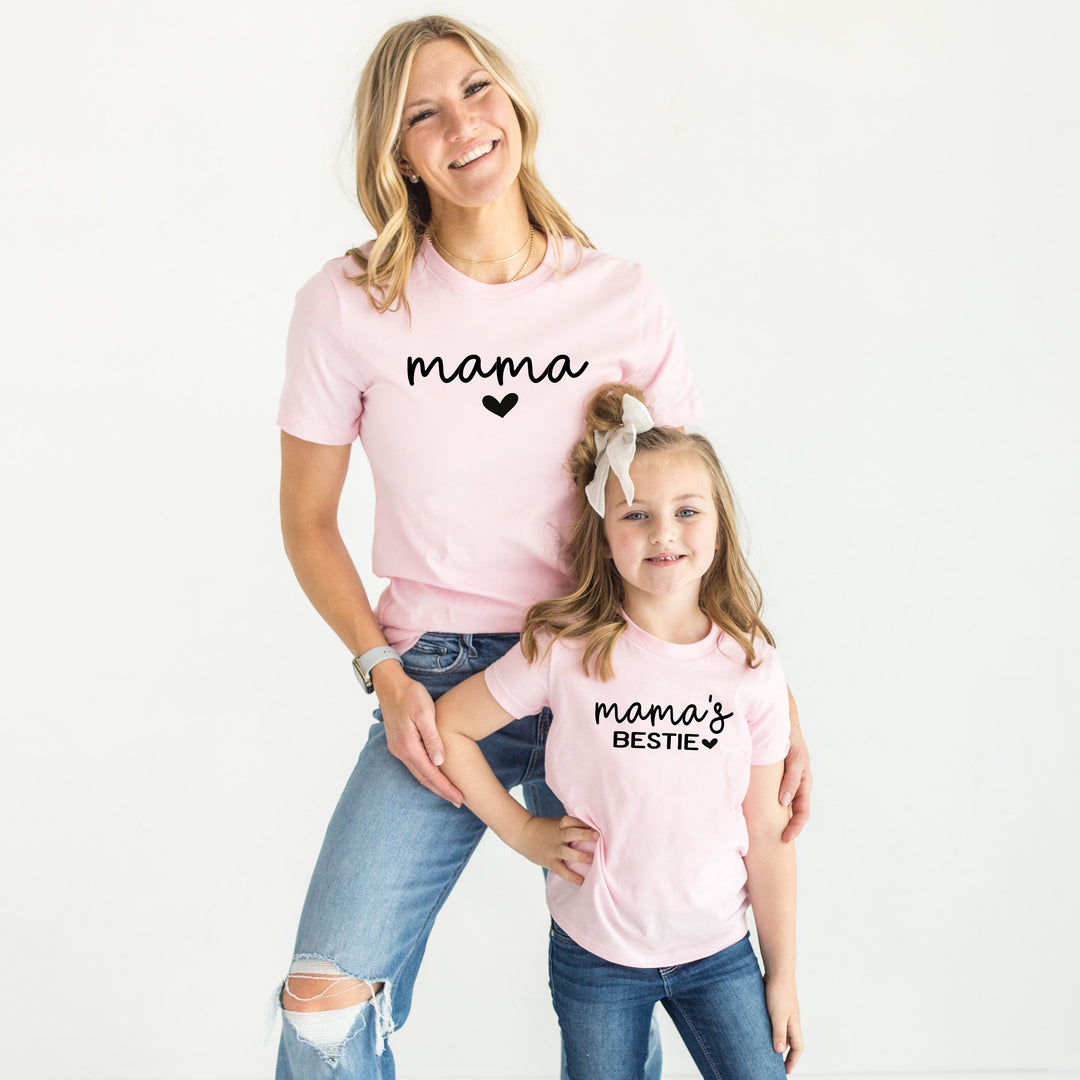 Mama's Bestie Heart Pink Tee (Youth/Toddler/Infant)