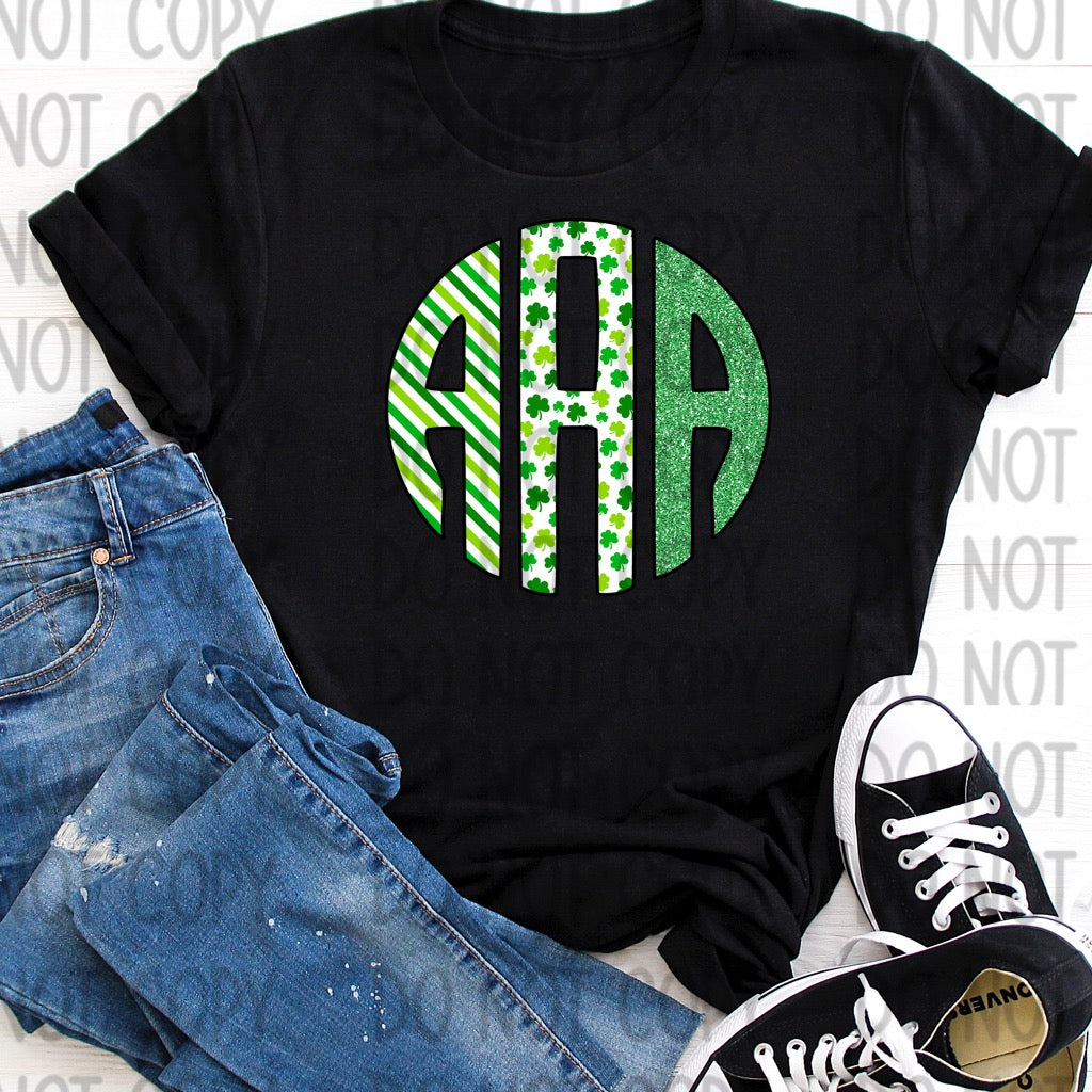 St. Patty's Monogram Black tee monogram