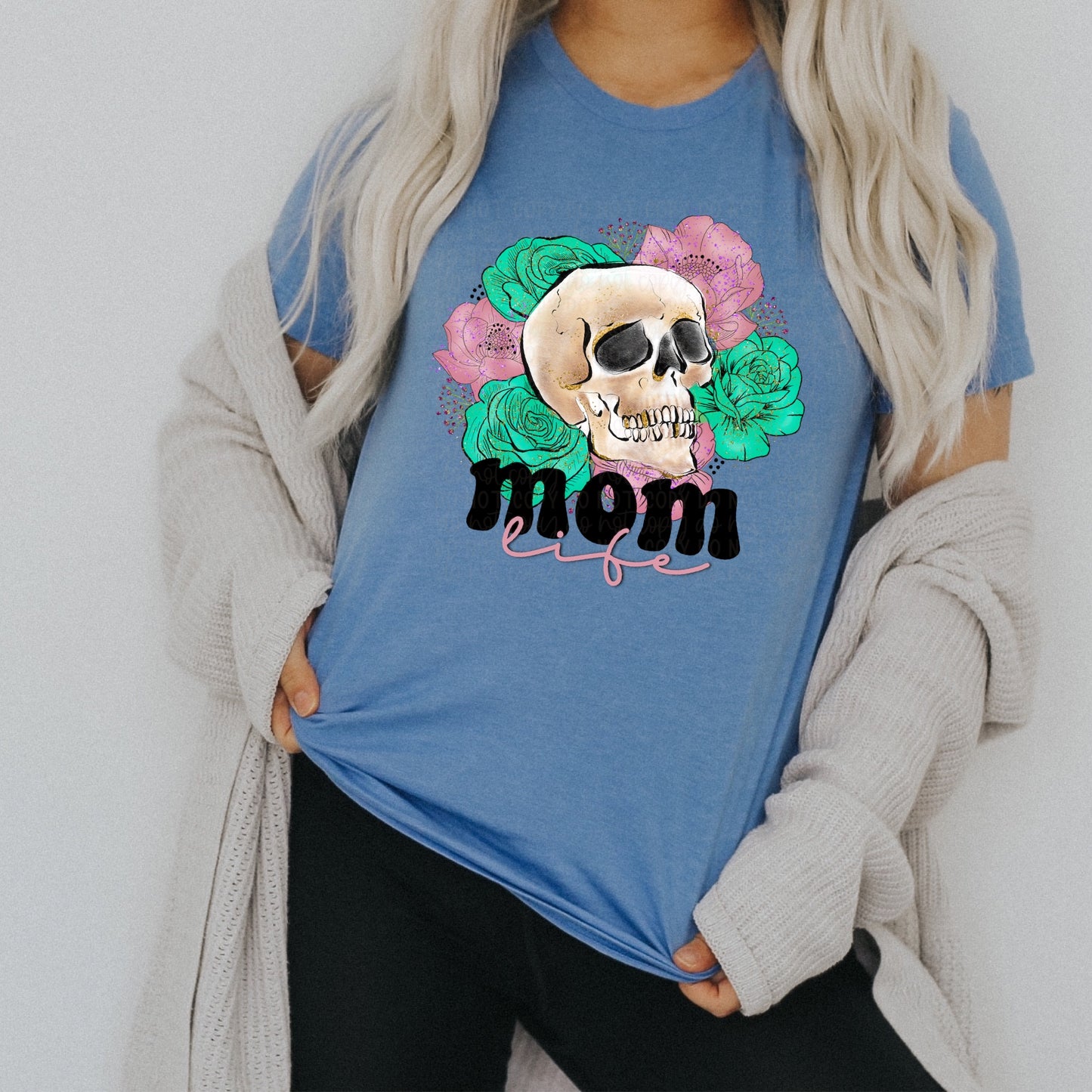 DTF TRANSFER Mom Life Skull