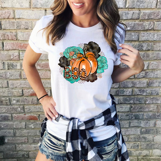 DTF TRANSFER Boo Floral Pumpkin