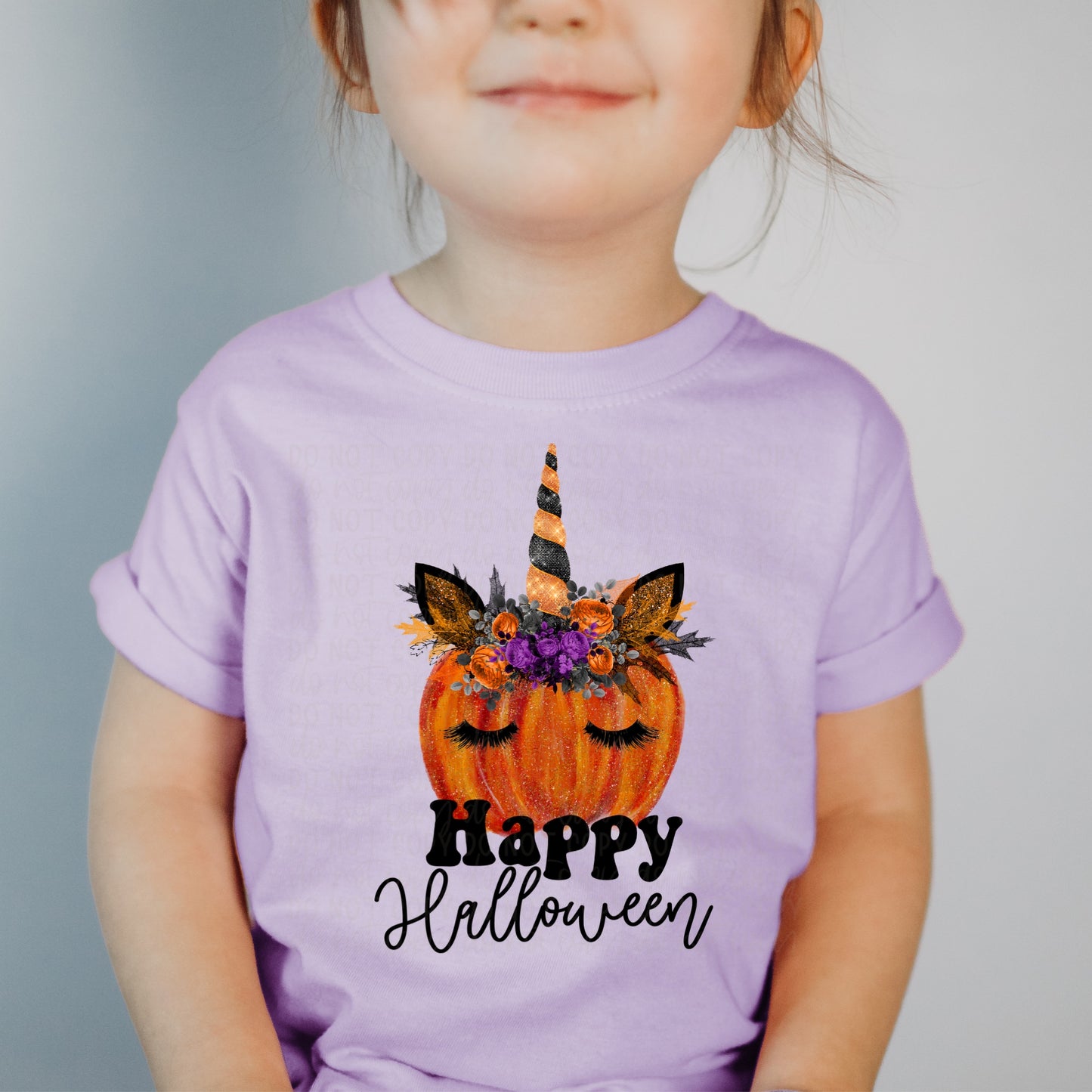 DTF TRANSFER Happy Halloween Unicorn Pumpkin