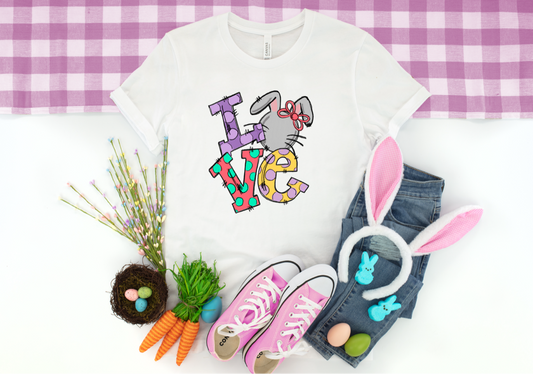 Love Polka Dots Bunny White Tee