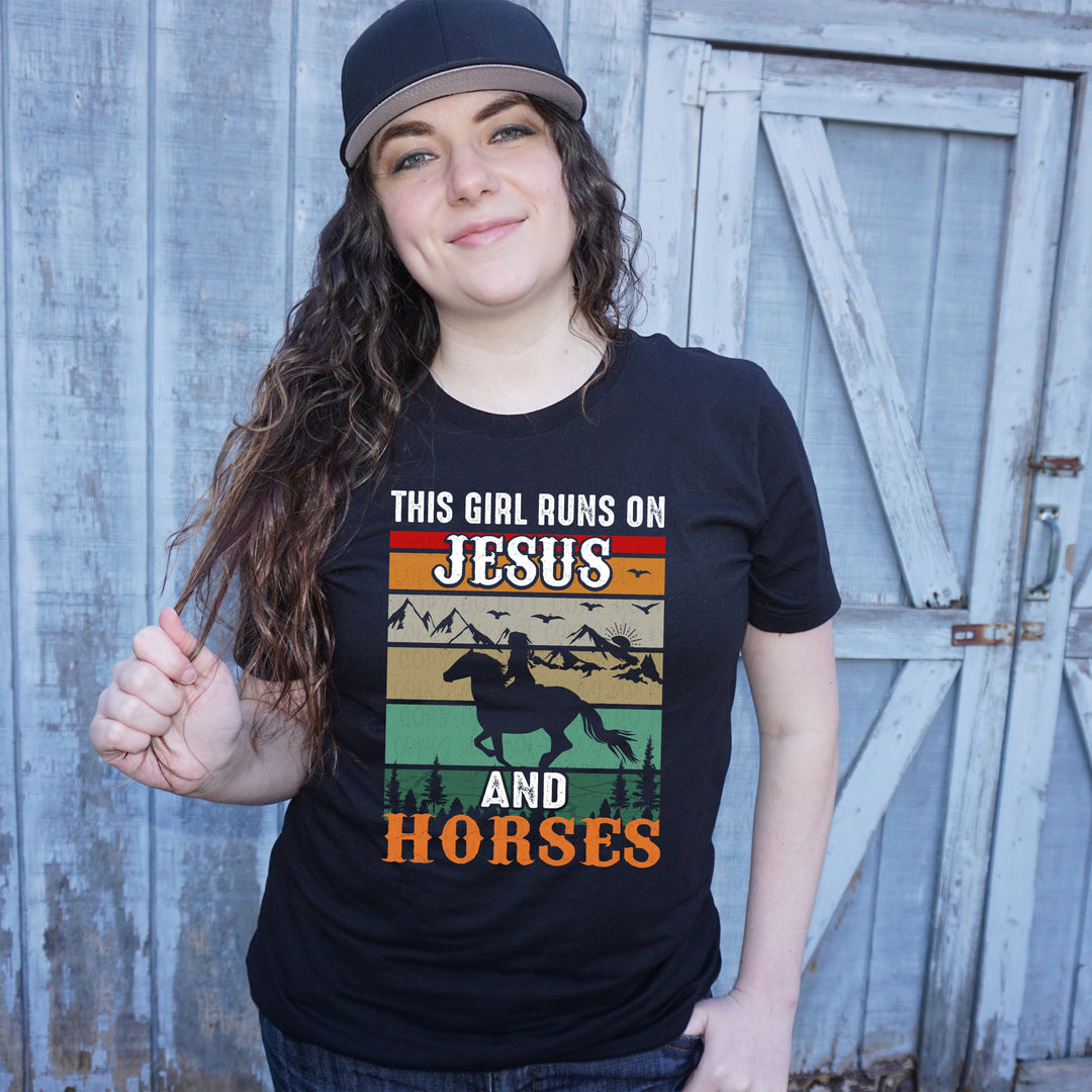 DTF TRANSFER This Girl Runs On Jesus and Horses