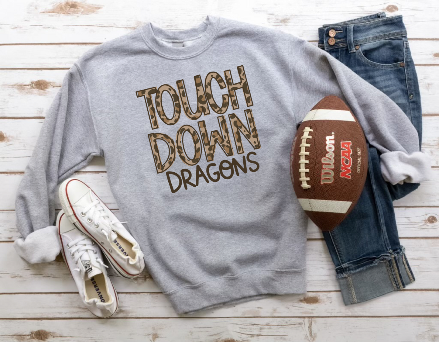 Touch Down Leopard Mascots Grey Sweatshirt