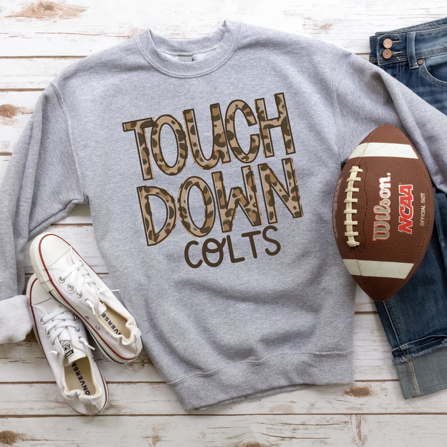 Touch Down Leopard Mascots Grey Sweatshirt