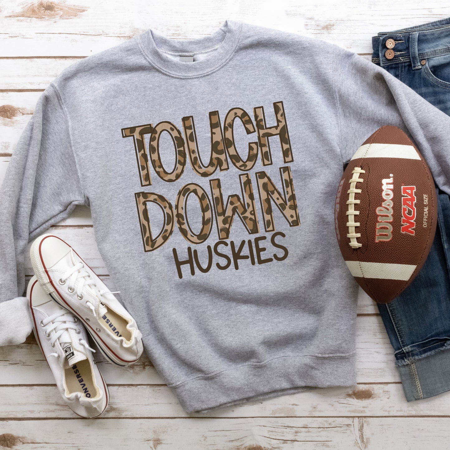 Touch Down Leopard Mascots Grey Sweatshirt