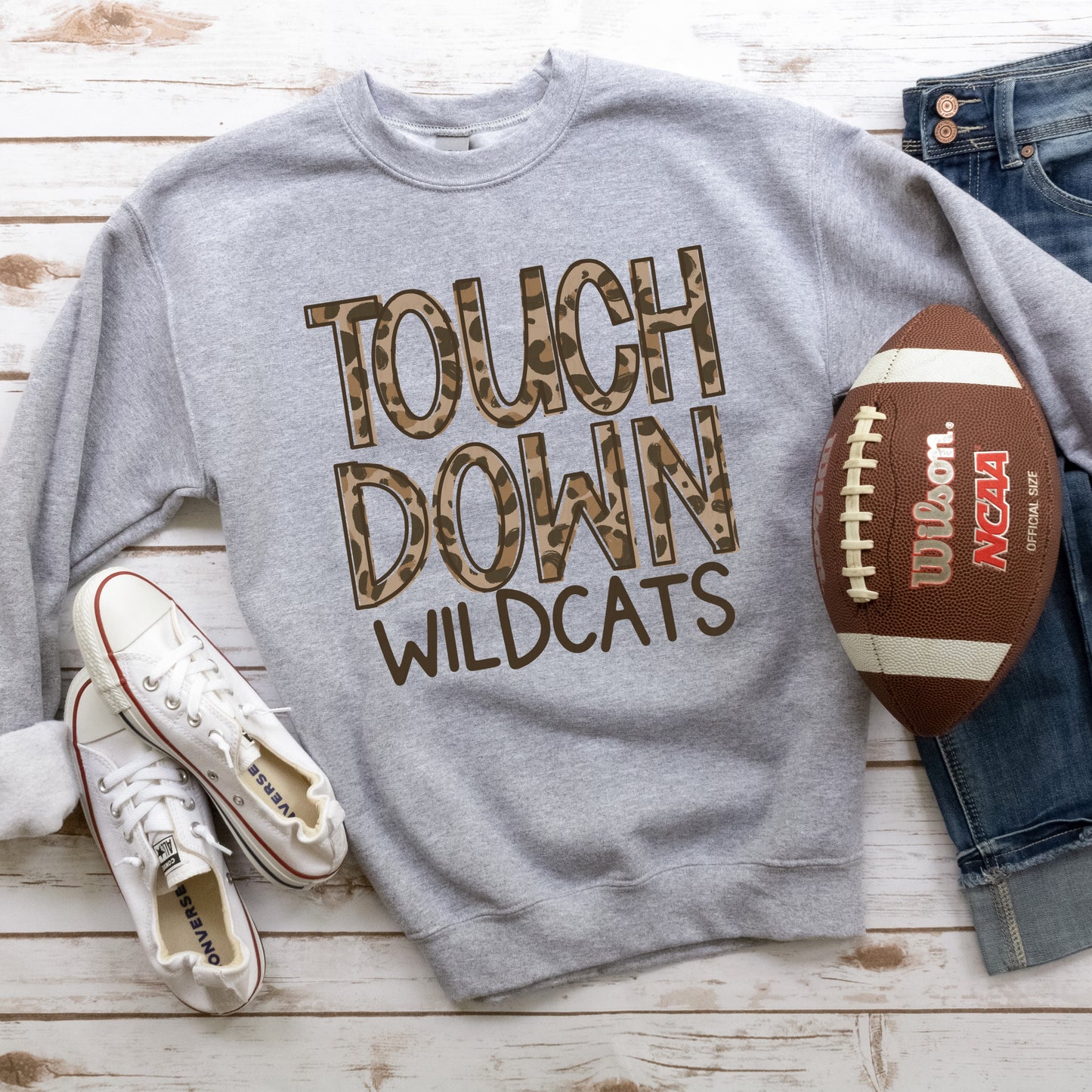 Touch Down Leopard Mascots Grey Sweatshirt