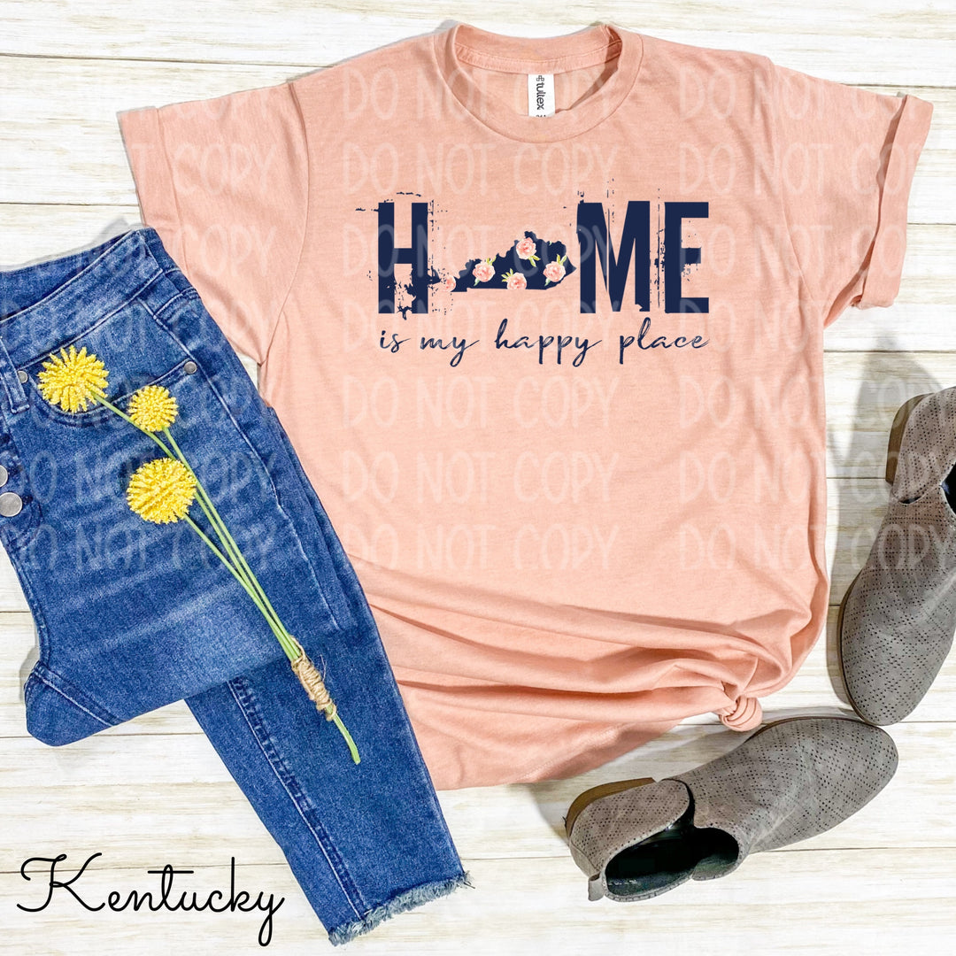 Home Is My Happy Place KENTUCKY Peach Tee