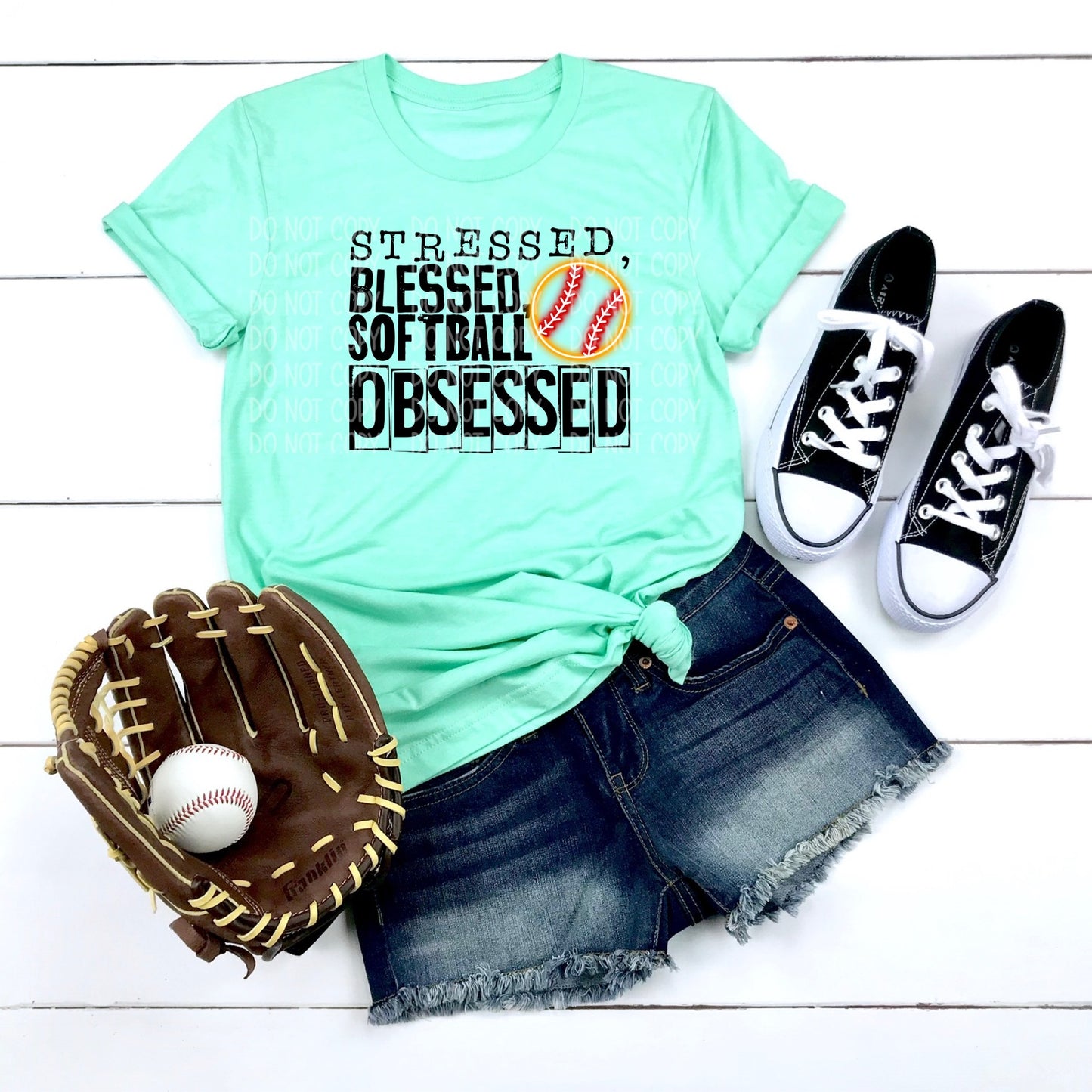DTF TRANSFER Stressed, Blessed & Softball Obsessed (Full Color)