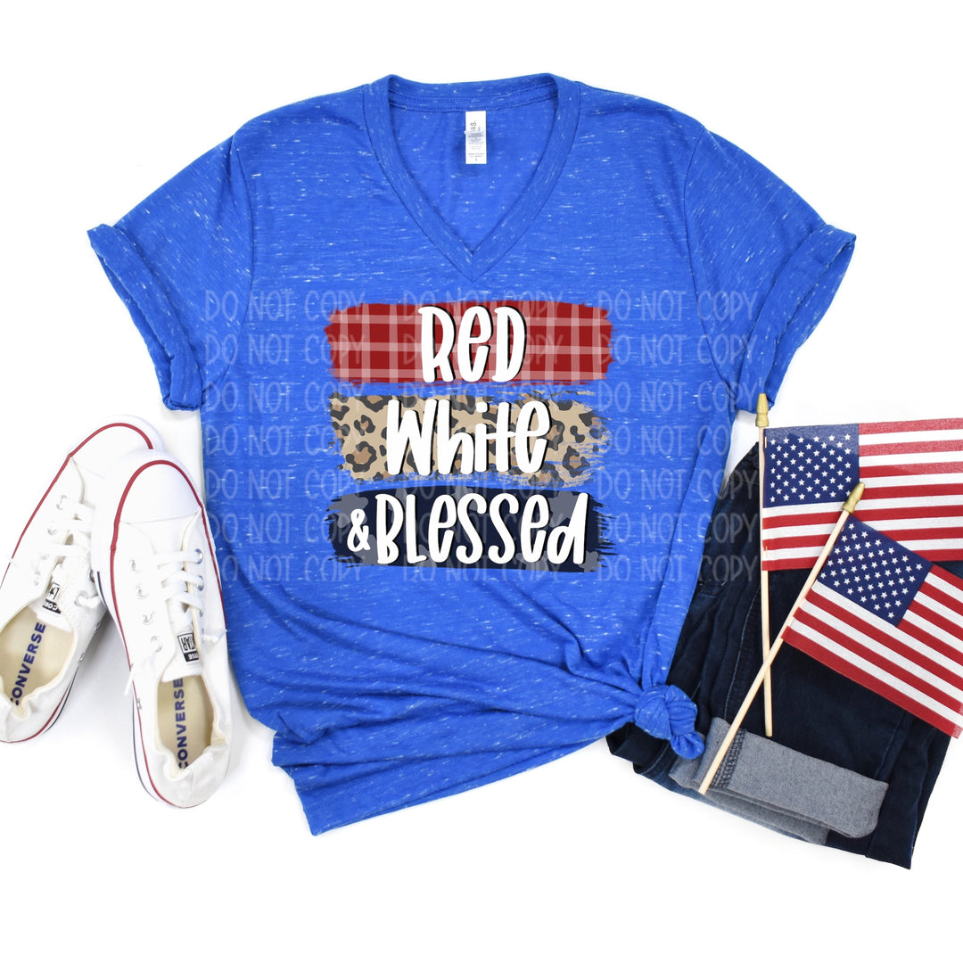 DTF TRANSFER Red, White & Blessed (Leopard)